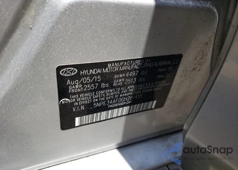 2016 Hyundai Sonata Sport z USA, uszkodzony, nr VIN 5NPE34AF0GH281415